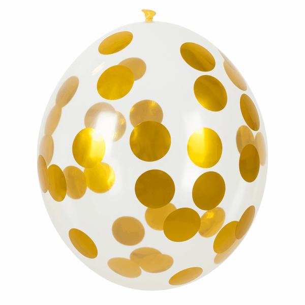 Confettiballonnen  Goud – set van 5 stuks (Ø 30 cm)